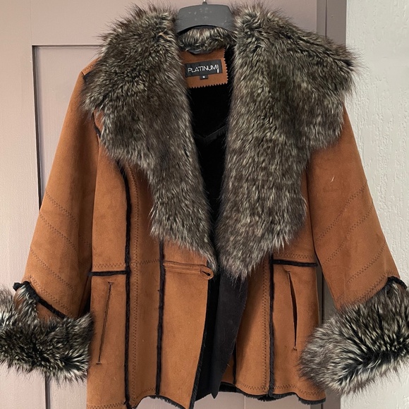 Faux Fur & Suede Jacket Bohemian Style Excellent Condition by PLATINUM - Picture 9 of 11